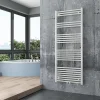 Radiateur sèche-serviettes 150x60cm design salle de bain en laiton, Blanc, R18W, Sans porte-serviette, avec kit connexion blanc