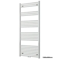 Radiateur sèche-serviettes 150x60cm design salle de bain en laiton, Blanc, R18W, Sans porte-serviette, avec kit connexion blanc