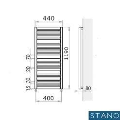 Radiateur sèche-serviettes eau chaude design BERYL 115 x 44 cm noir mat