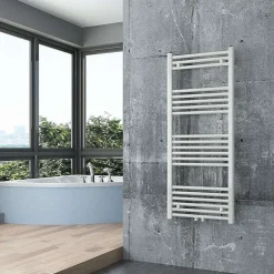 Radiateur sèche-serviettes 120x50cm design de salle de bain en laiton - Blanc - R18W - Sans porte-serviette ni kit de connexion