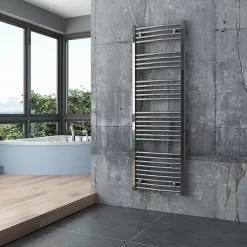 Radiateur sèche-serviettes design 150x50cm acier inox - Chrome - R20C - Sans porte-serviette, Avec kit connexion chromé