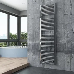 Radiateur sèche-serviettes design 180x50cm acier inox - Chrome - R20C - Avec porte-serviette, Sans kit connexion