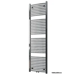 Radiateur sèche-serviettes design 180x50cm acier inox - Chrome - R20C - Avec porte-serviette, Sans kit connexion