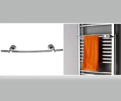 Radiateur sèche-serviettes design 180x50cm acier inox - Chrome - R20C - Avec porte-serviette, Sans kit connexion