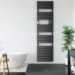 Radiateur sèche-serviettes connecté Adelis étroit avec soufflerie 1500W Graphite - ATLANTIC - 861944