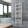 Radiateur sèche-serviettes 150x50cm design salle de bain en laiton, Blanc, R18W, Avec porte-serviette droit, Sans kit de connexion