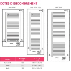 Radiateur sèche-serviettes digital détection Lunis 500W blanc - ATLANTIC - 850576