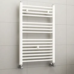 Radiateur sèche-serviettes circuit de chauffage 80 cm x 50 cm finition BLANC brillant en acier Kibath