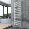 Radiateur sèche-serviettes 180x60cm design salle de bain en laiton, Blanc, R18W, Avec porte-serviette droit, Sans kit de connexion