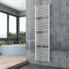 Radiateur sèche-serviettes 180x50cm design salle de bain en laiton, Blanc, R18W, Sans porte-serviette, avec kit connexion blanc