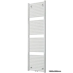 Radiateur sèche-serviettes 180x50cm design salle de bain en laiton, Blanc, R18W, Sans porte-serviette, avec kit connexion blanc