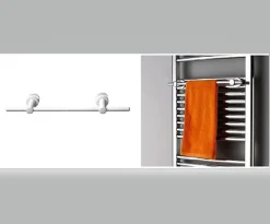 Radiateur sèche-serviettes 180x50cm design salle de bain en laiton, Blanc, R18W, Avec porte-serviette droit, Sans kit de connexion
