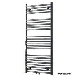 Radiateur sèche-serviettes design 118x50cm acier inox - Chrome - R20C - Sans porte-serviette, Avec kit connexion chromé