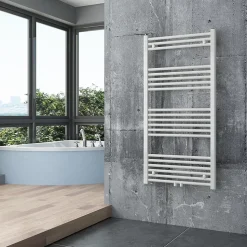 Radiateur sèche-serviettes 120x60cm design de salle de bain en laiton - Blanc - R18W - Sans porte-serviette ni kit de connexion