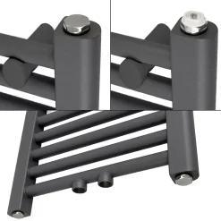 Radiateur Sèche-Serviettes Sahara - 300 x 1400 mm - Anthracite - Droit avec Raccordement Central