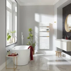 Radiateur sèche-serviettes Thermor ALLURE 3 Classique - Sèche-serviettes Allure 3 mat à droite avec soufflerie 1750W blanc satin