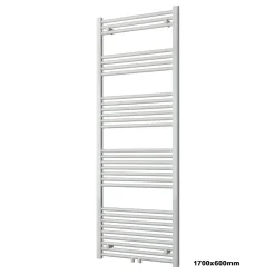 Radiateur sèche-serviettes 170x60cm design salle de bain en laiton, Blanc, R18W, Avex Porte-serviette droit, Sans kit de connexion