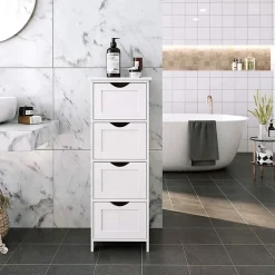 Rangement de salle de bain Blanc avec 4 tiroirs - L30 cm