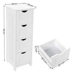 Rangement de salle de bain Blanc avec 4 tiroirs - L30 cm