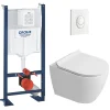 Rapid SL Pack WC bâti autoportant + WC suspendu sans bride Ceramia avec abattant SoftClose + plaque blanche (GRRCEPXWR03-FR)