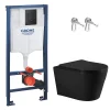 Rapid SL pack WC bâti-support + WC sans bride Ceramia avec abattant SoftClose + plaque noir mat (GRRCE14BMT01-FR)