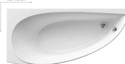 Ravak Avocado 150 x 75 cm Baignoire d'angle gain de place, orientation gauche en acrylique, sans pieds, blanc (CT01000000)