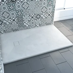 Receveur à poser en matériaux composite SMC - Finition ardoise blanc mat - 80x120 cm