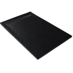 Receveur 180 x 90 cm HD en pierre naturelle noir caniveau excentré