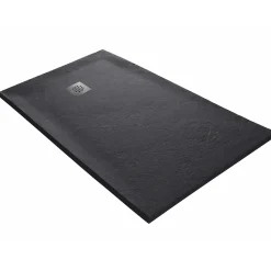 Receveur 150 x 100 cm HD en pierre naturelle gris grille excentrée