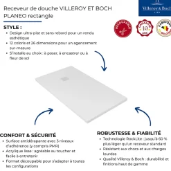Receveur 160 x 90 VILLEROY ET BOCH Planeo acrylique rectangle blanc