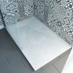 Receveur a poser en materiaux composite SMC - Finition ardoise blanc mat - 90x140 cm