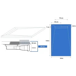 Receveur de douche à carreler caniveau 120 x 80 cm
