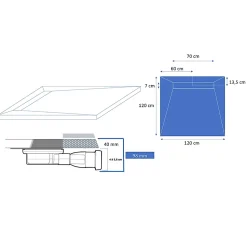 Receveur de douche à carreler caniveau 120 x 120 cm