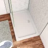 Receveur de douche à l'italien 100x80cm H.3cm, blanc, Bac à douche extra-plat en résine, avec une bonde H.55mm Design ultra-mince