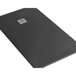 Receveur de douche à poser extra-plat épaisseur 28mm en pierre SANINDUSA STONIT Marina 170x80 antidérapant classé C3 noir