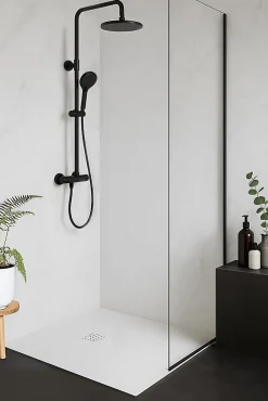 Receveur de douche à poser l.80 x L.80 x H.3 cm blanc en mousse de polystyrène extrudé, Futurbath Gravity
