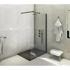 Receveur de douche SMC en fibre de verre effet pierre avec bonde inclus H. 2,6 cm 80 x 100 Noir