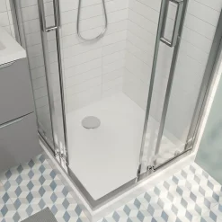 Receveur de douche 70 x 70 cm, résine, blanc, GoodHome Cavally