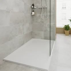 Receveur de douche 80 x 160 cm, résine, blanc, GoodHome Luiro
