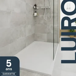 Receveur de douche 80 x 160 cm, résine, blanc, GoodHome Luiro