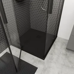 Receveur de douche 90 x 90 cm, résine, noir, Douro GoodHome