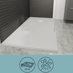 Receveur de douche 90 x 160 cm, résine, blanc, GoodHome Douro