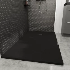 Receveur de douche 90 x 140 cm, résine, noir, Douro GoodHome