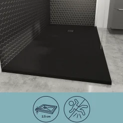 Receveur de douche 90 x 140 cm, résine, noir, Douro GoodHome