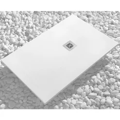 Receveur de douche 80 x 110 cm extra plat LOGIC surface ardoisee rectangulaire blanc