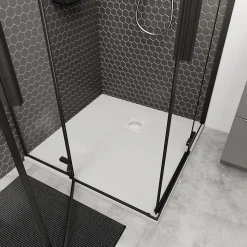 Receveur de douche 100 x 100 cm, résine, blanc, GoodHome Douro