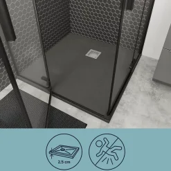 Receveur de douche 90 x 90 cm, résine, gris, GoodHome Douro