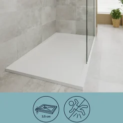 Receveur de douche 90 x 120 cm, résine, blanc, GoodHome Luiro
