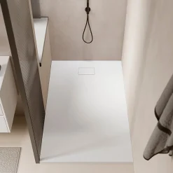 Receveur de douche 80 x 160 cm extra plat blanc PIATTO en SoliCast surface ardoisee