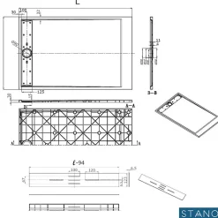 Receveur de douche 90 x 170 cm extra plat blanc SALVI en SoliCast surface ardoisee